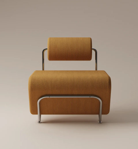 Ribbed Corduroy Accent Chair with Headrest