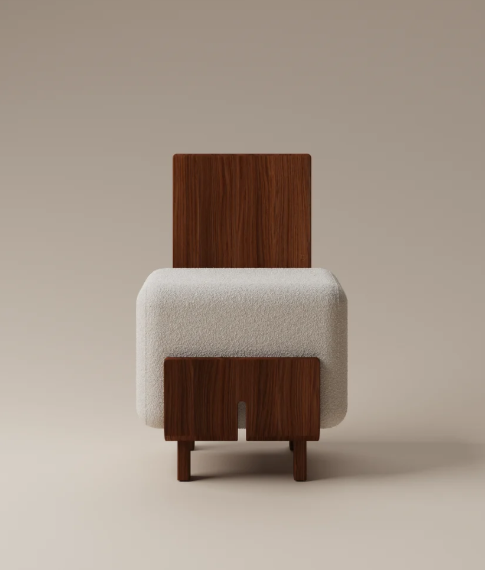 Boucle Wood-Frame Dining Chair