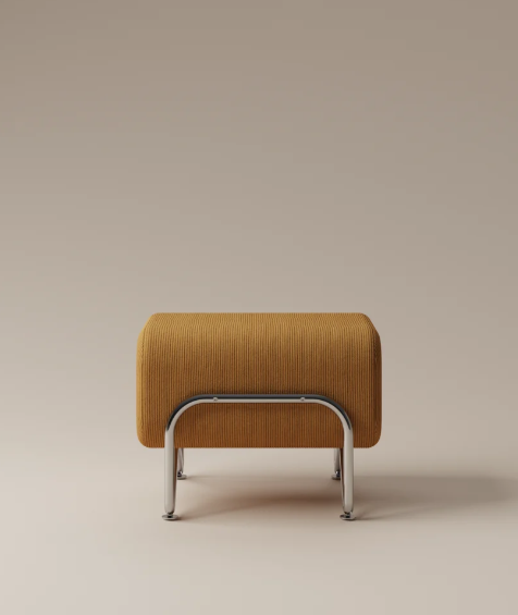Modern Ribbed Ottoman with Chrome Frame