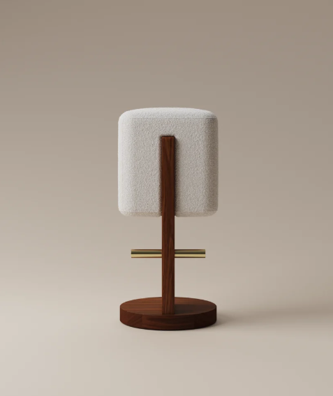 Modern Upholstered Bar Stool with Wood Base